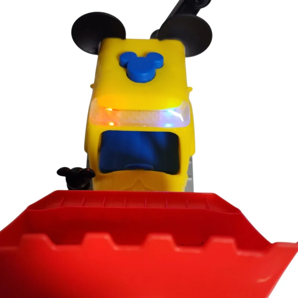 Disney Mickey Mouse Goofy Construction Bulldozer‎ Toy Yellow Red Bucket